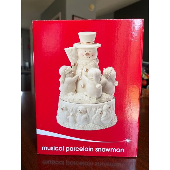 JCPenney Home Collection Musical Porcelain White Snowman Penguins Jingle Bells - Picture 3 of 8